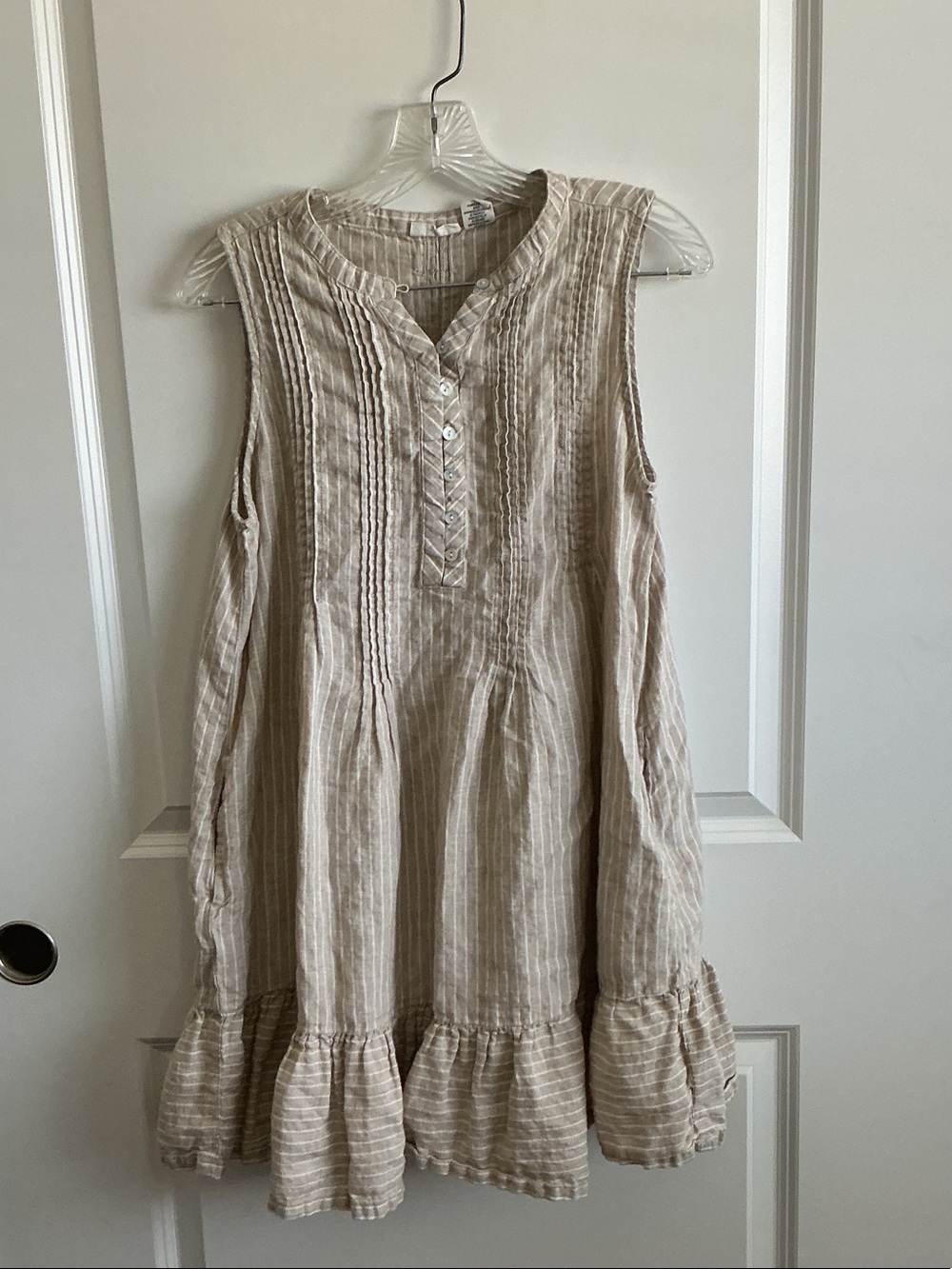 Lucky Brand Beige Striped Mini Dress